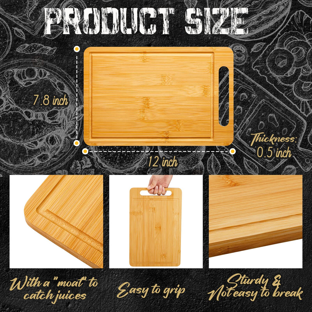 Nuenen 10 Pcs Bulk Wood Cutting Board with Handle 12 x 7.8 Inch Bamboo Wooden Kitchen Serving Chopping Boards for Pizza, Bread, Charcuterie, Fruit, Vegetables(Bamboo)