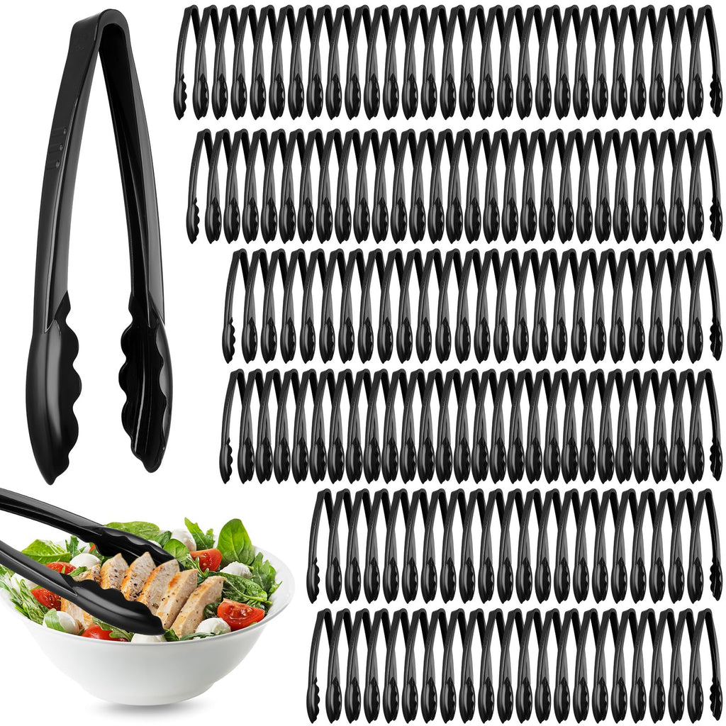 Tessco 80 Pcs Plastic Tongs, 9 Inch Disposable Serving Tongs,Black