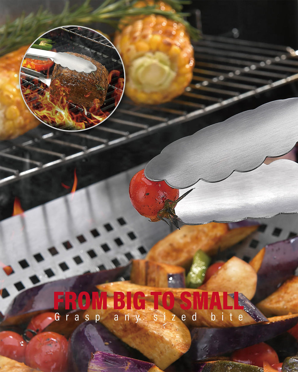 Grilaz Stainless Steel BBQ Tool Set with Veined-Dyed Wooden Handles | Heavy Duty Grilling Accessories | 3-Piece Outdoor Barbecue Grill Utensil Set with Spatula, Fork, and Tongs - Ideal Gift for Men…