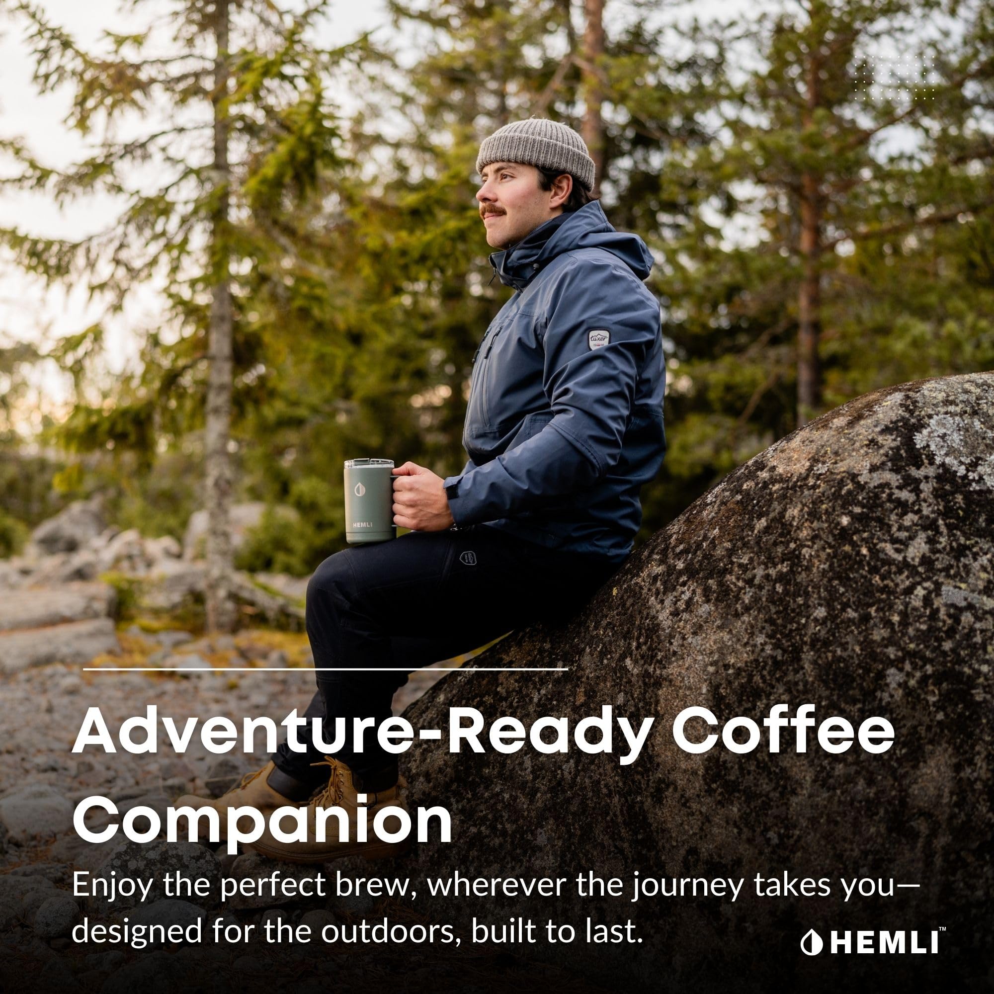 Hemli 16 oz Pour Over Camp Coffee Maker Set– Vacuum Insulated Mug with Leakproof Lid, Stainless Steel Micro Filter, Portable Coffee Maker for Camping, Travel & Outdoor Adventures