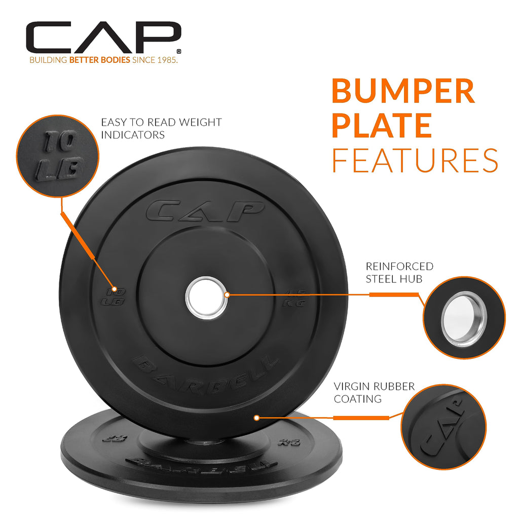 CAP 190lb Elite Olympic Bumper Plate Weight Set