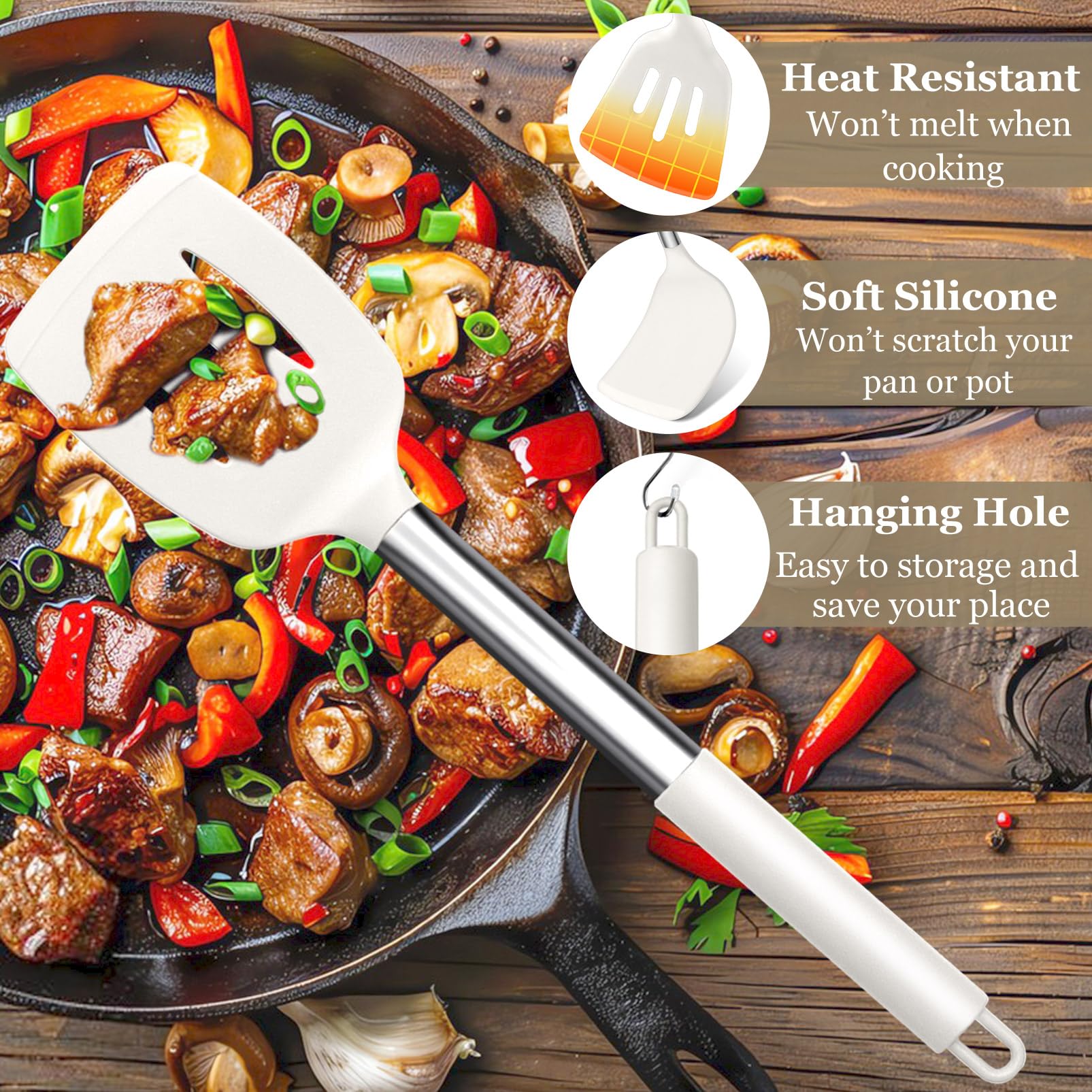 TeamFar Kitchen Utensils, 8PCS Cooking Silicone Utensils Kitchen Tool Kit