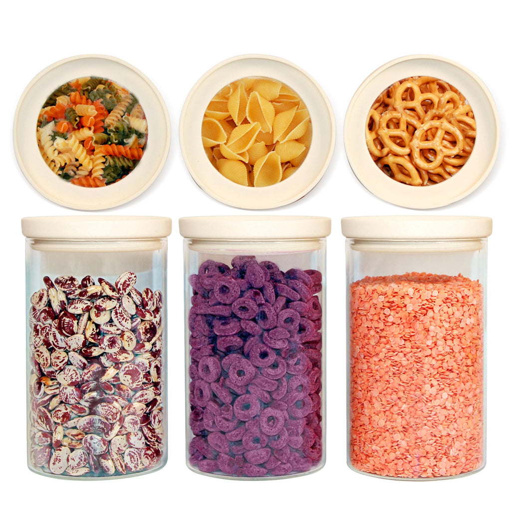 Urban Green Glass Food Storage Jar with Glass Lid, Food Canister Set with Airtight Lids, Pantry Storage Jar for Kitchen Organization. Food Storage Containers in Pack of 6, 16oz.