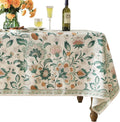 patdrea Designer French Green Table Cloth for Rectangle Table,Vintage Italian Floral Country Linen Extra Long Tablecloth,Decor Cover for Kitchen Dining,Christmas,Thanksgiving,67"x118"-Tree Life