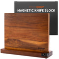 BROOKLYN CUTLERY Magnetic Knife Block, Acacia Wood Magnetic Knife Holder for Kitchen Counter Universal Knife Block Without Knives (12 x 10 With Sharpener)