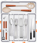 Homecor Silverware Drawer Organizer, Adjustable Kitchen Drawer Organizer, Expands from 4 to 7 Slots, Non-Slip BPA-Free Flatware Cutlery Utensil Holder for Forks Knives Spoons and Kitchen Utensil,White