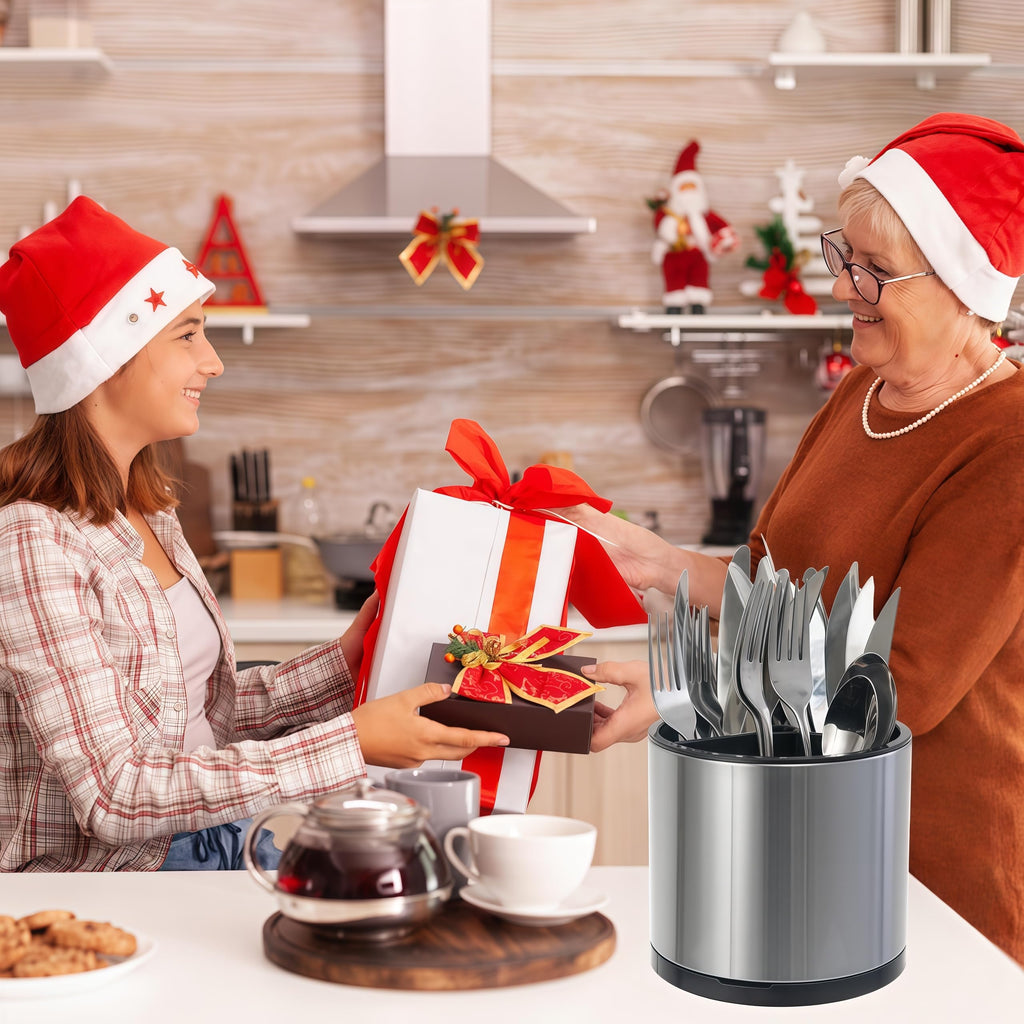 LIBODOUR Utensil Holder, 360°Rotating Kitchen Utensil Holder For Counter