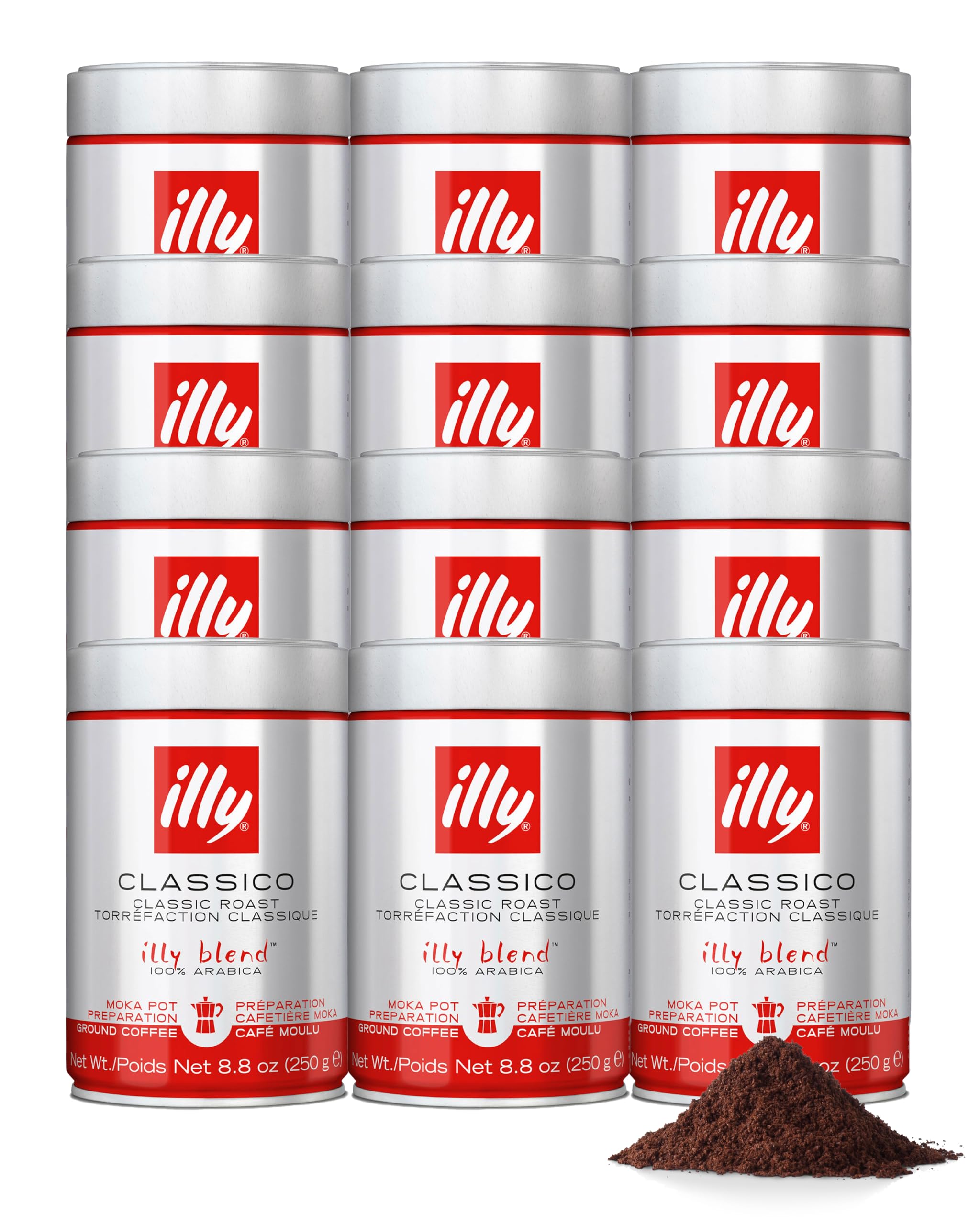 illy Intenso Ground Espresso Coffee, Intense, Robust and Full Flavored With Notes of Deep Cocoa, 100% Arabica Coffee, No Preservatives