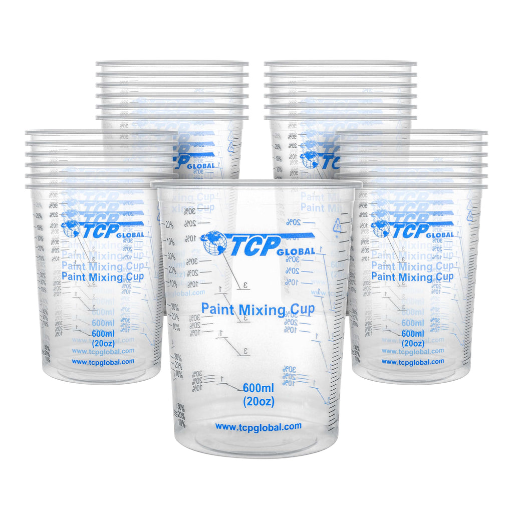 TCP Global 20 oz. (600ml) Graduated Plastic Mixing Cups - Box of 50