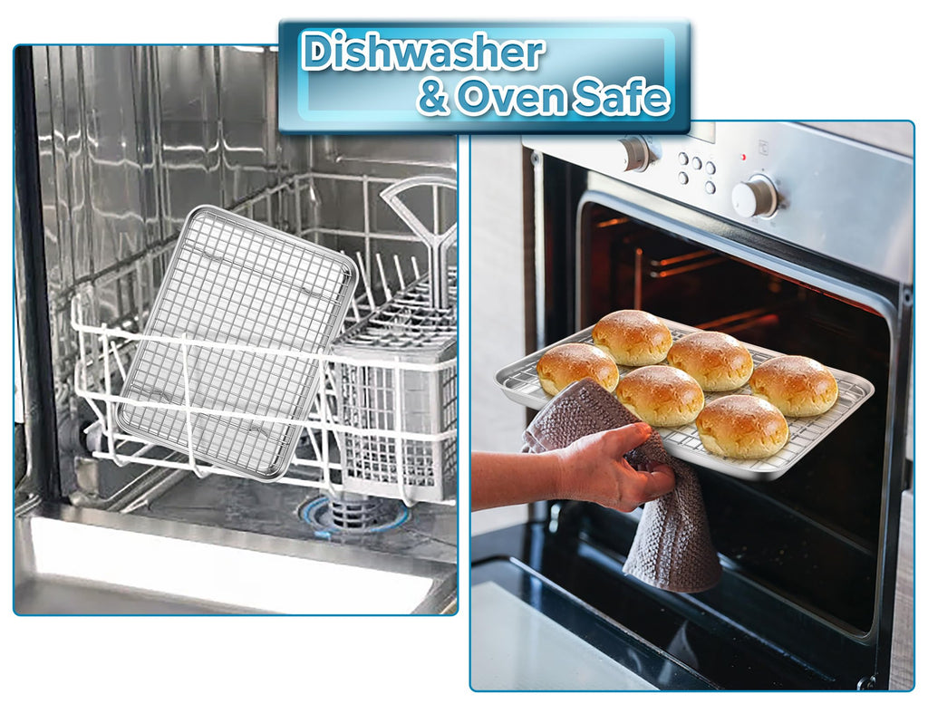 TeamFar Stainless Steel Baking Sheet with Wire Rack Set, 12.3"x9.7"x 1"