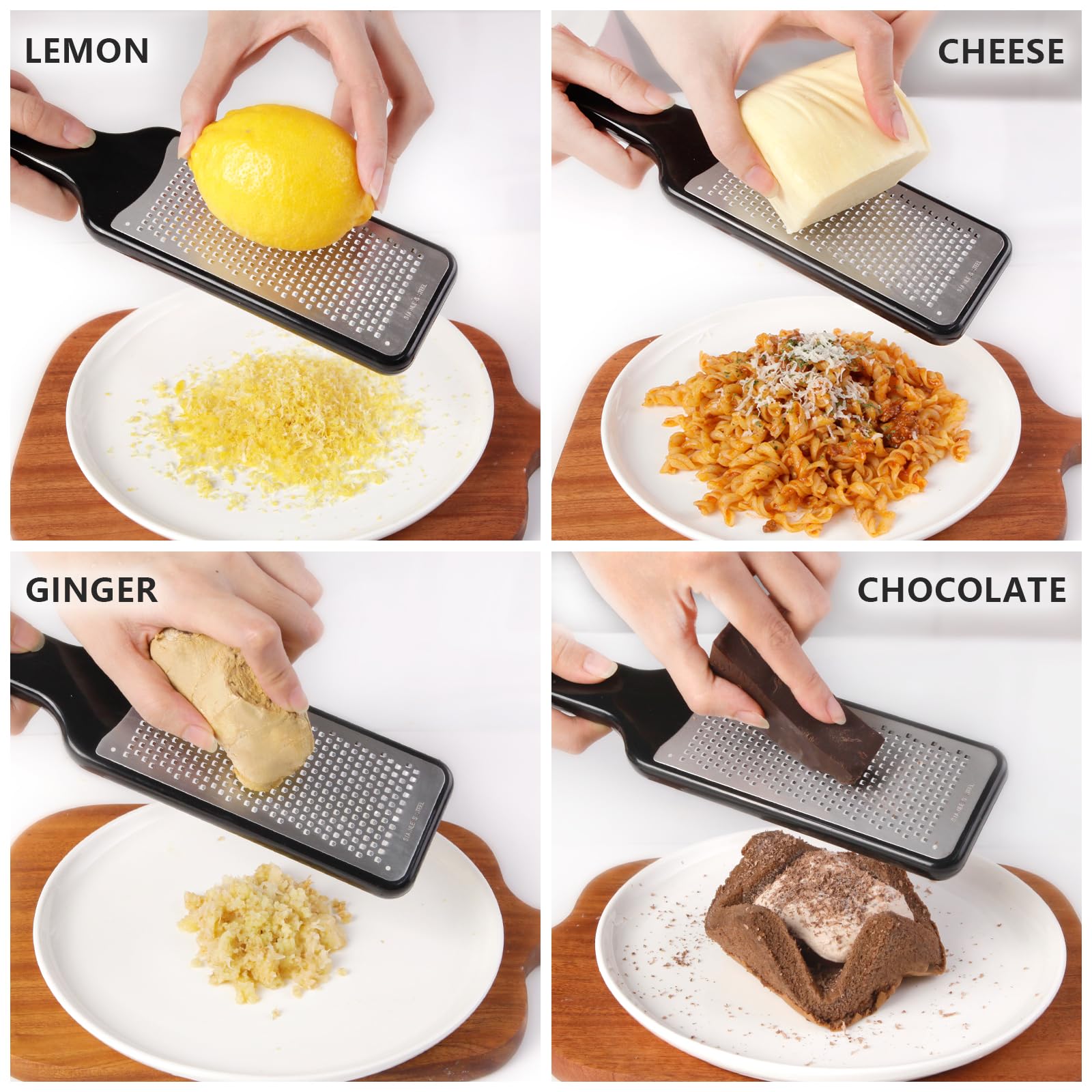 LHS Citrus Lemon Zester & Cheese Grater with Container - Zester Grater with Handle for Parmesan Cheese, Ginger, Garlic, Nutmeg, Chocolate, Fruits, with Anti-Slip Base, Dishwasher Safe