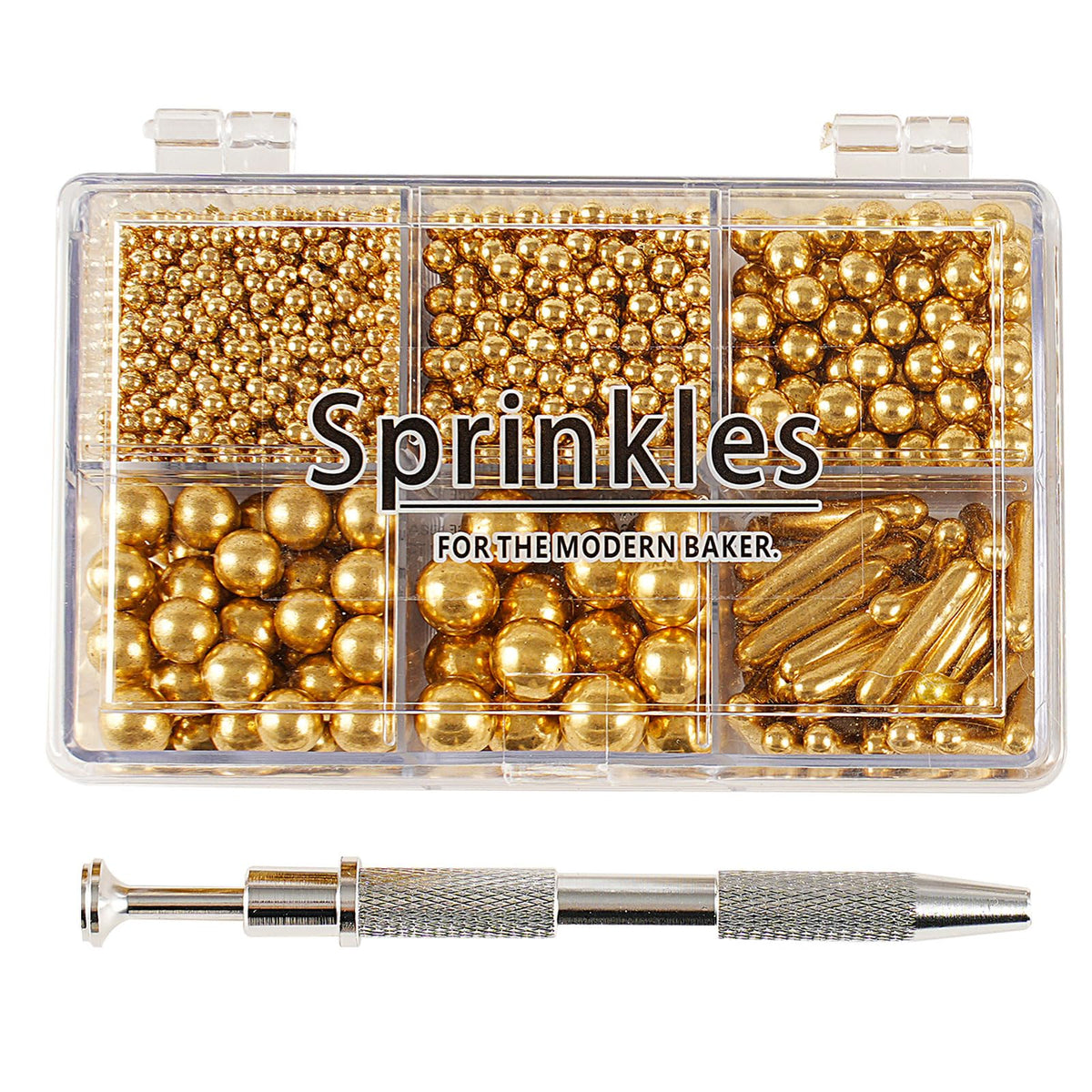 Kasvan Green Mix Sugar Sprinkles - Edible Candy Pearls with 4-Claw Sprinkle Pen,118g/4.16 Oz, Gift Box Pack, Baking Cake Decorations, Ice Cream Toppings and Cookie Decorating (Green)