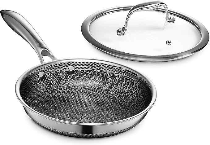 HexClad 10" Hybrid Nonstick Frying Pan with Lid, Dishwasher & Oven Safe