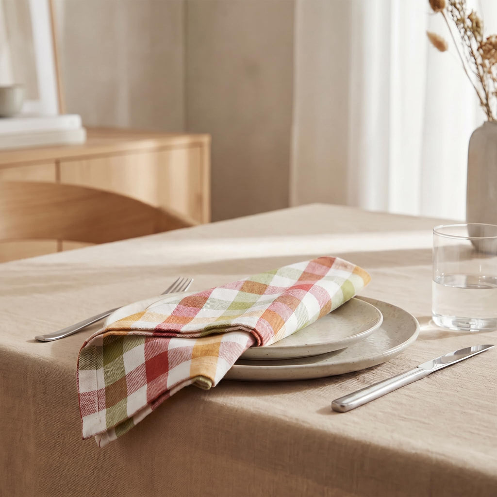 Urban Villa Cloth Napkins 100% Cotton Dinner Napkins Set of 12(20"x20") Highly Absorbent Washable Durable Reusable Napkins Ideal for Thanks Giving Lunch Restaurant Farmhouse Parties - Harvest Checks
