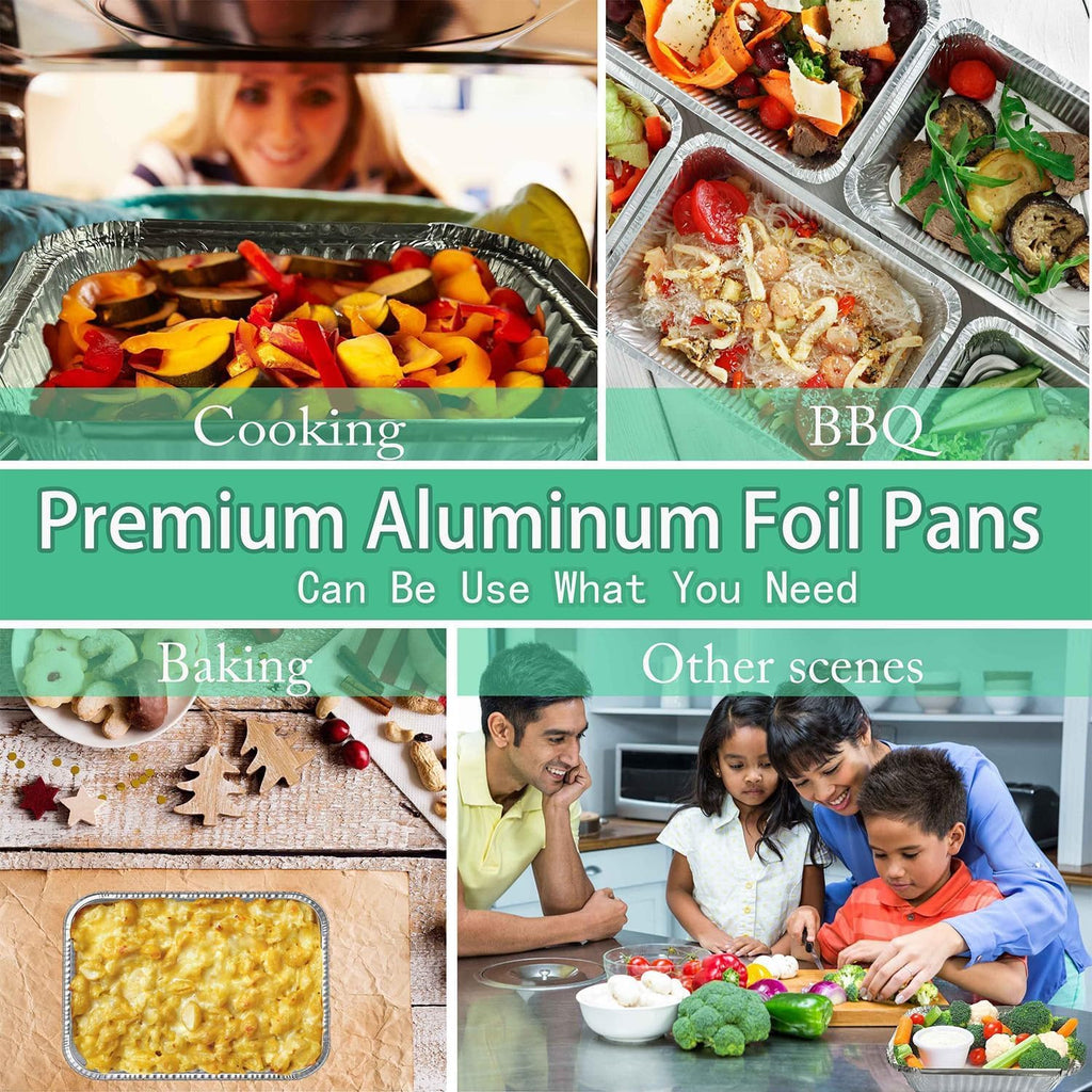 WANBAO 8.3"x6.2" 2.25LB Disposable Tin Foil Pans with Lids, 50 PACK