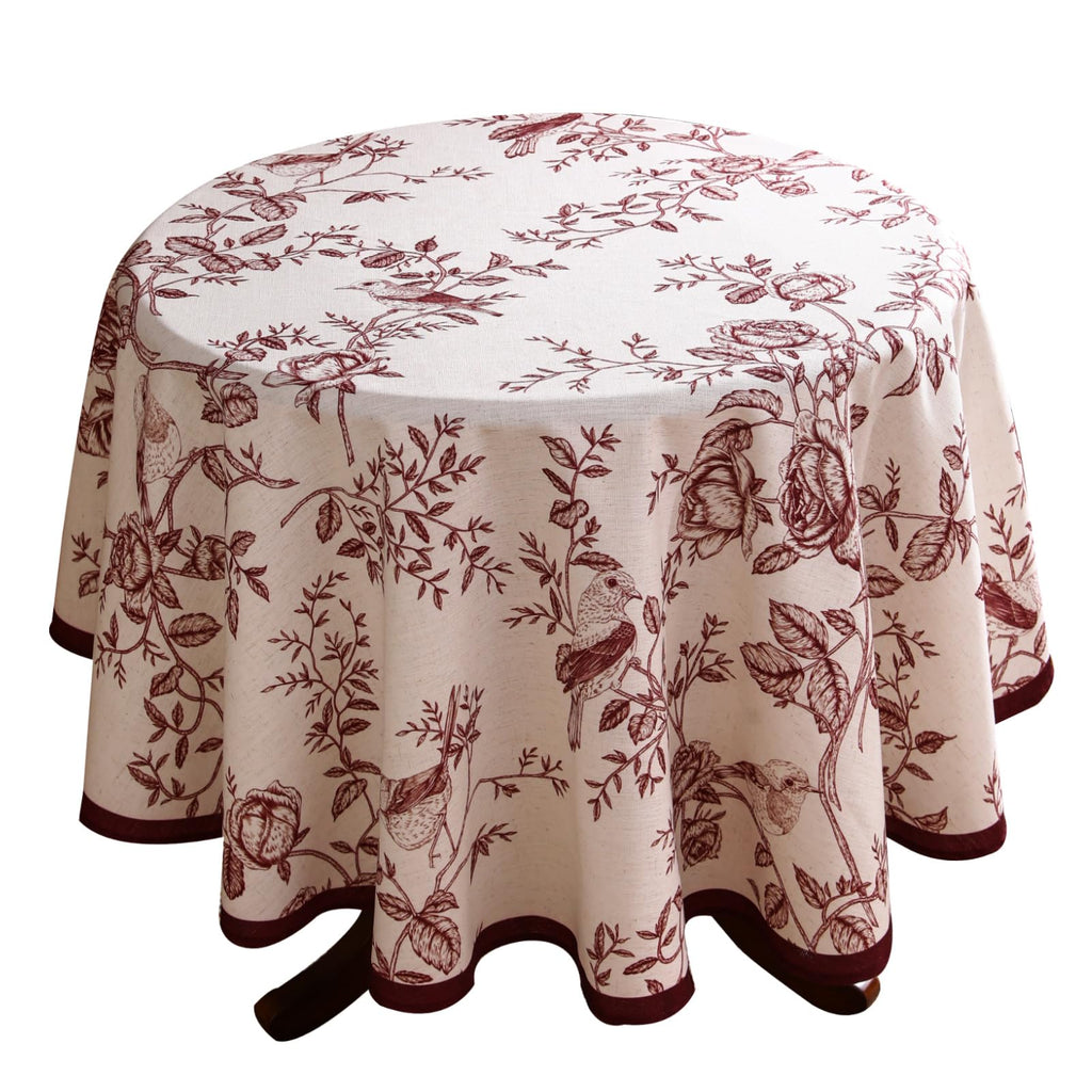 ISAENNE Designer French Linen Rectangular Tablecloth,71"x55"-Mosella F