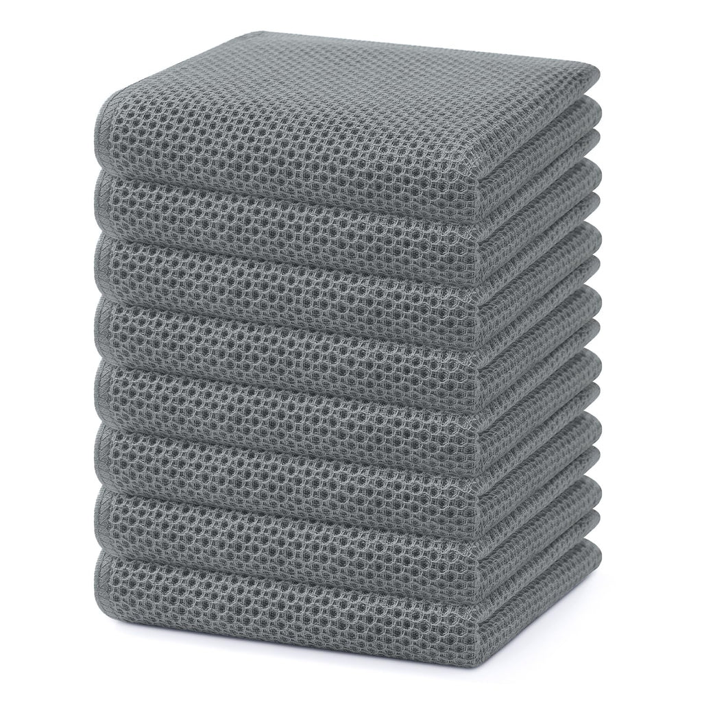 Homaxy 100% Cotton Waffle Weave Kitchen Dish Cloths, Ultra Soft Absorbent Quick Drying Dish Towels, 12 x 12 Inches — 12 x 12 - 12 Pack — 13 X 28 - 8 Pack