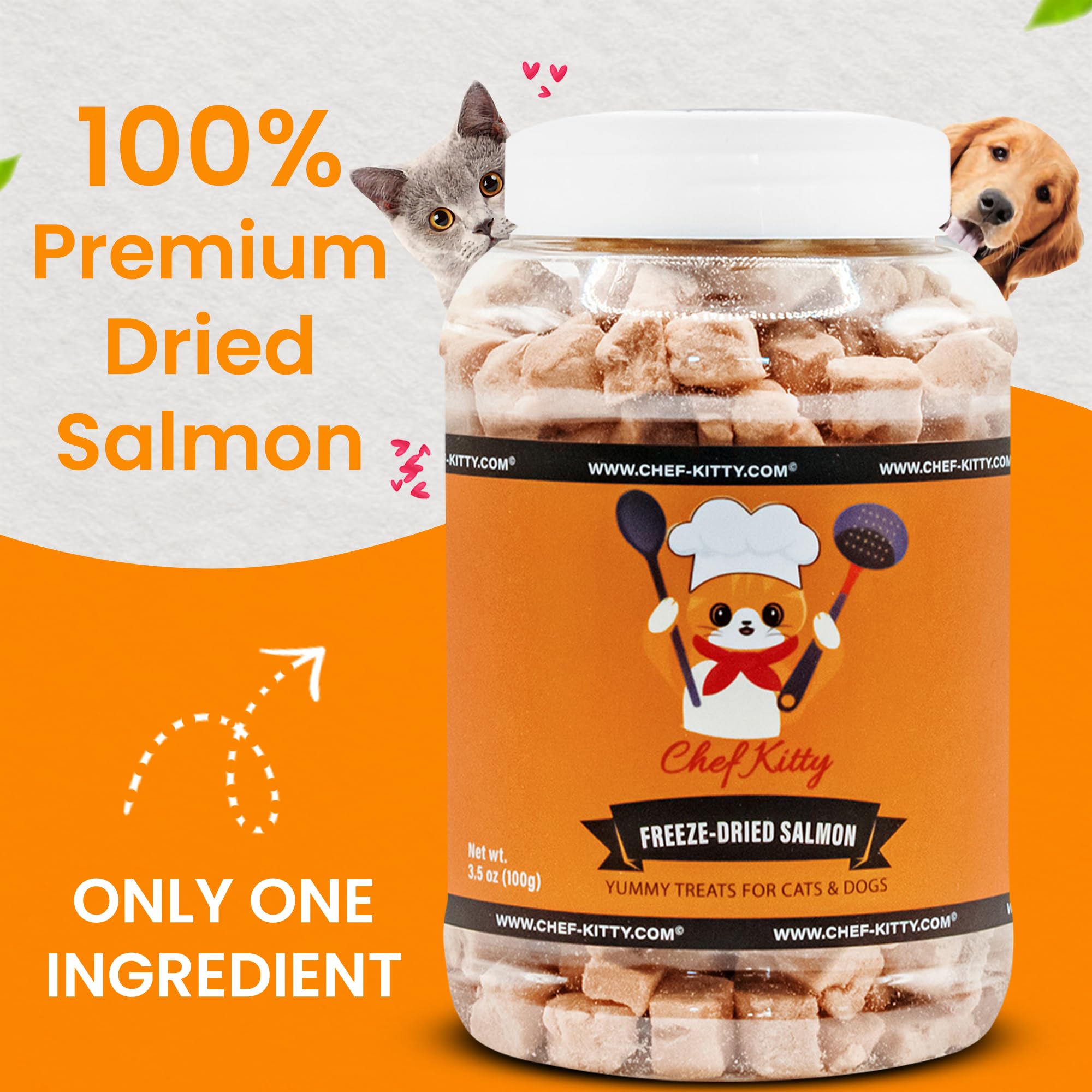 Chef Kitty Freeze-Dried Salmon Treats for Cats & Dogs, 2.7 oz