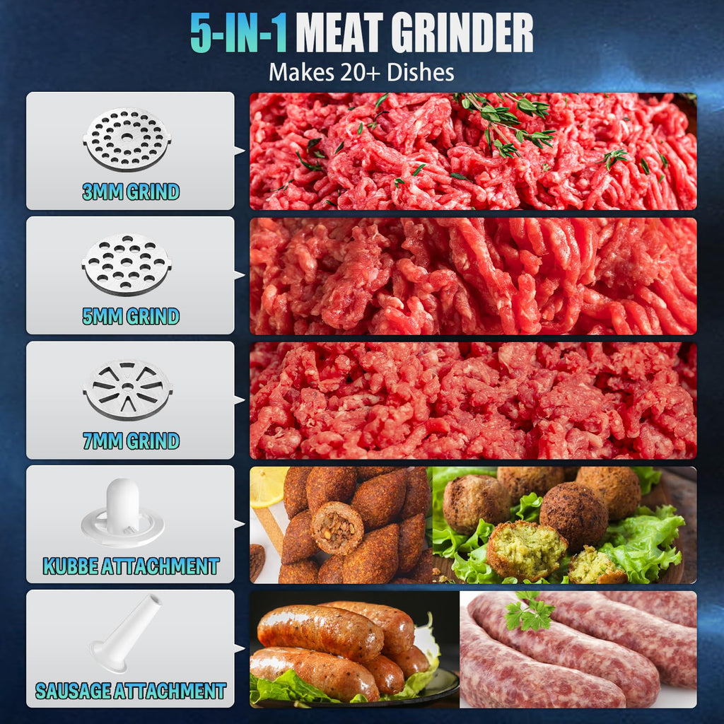 5.0 Upgrade Electric Meat Grinder,3 Second Grind,Meat Grinder for Home Use