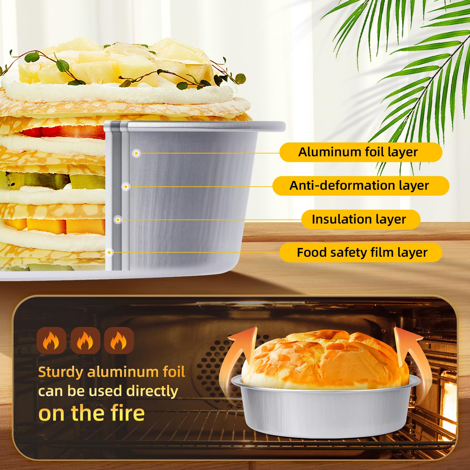 Beasea Mini Pie Pans with Lids, 120 Pack 4 Inch 8oz Disposable Mini Cake Pans Creme Brulee Aluminum Foil Pie Tart Ramekins Tins Silver Small Individual Round Containers Oven Safe for Baking