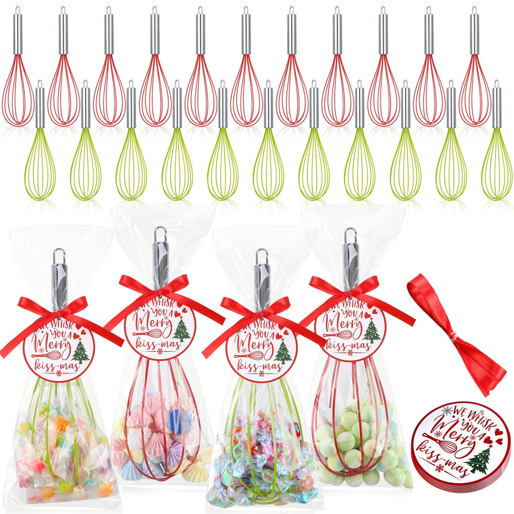 Foldtier 24 Sets 10 Inch Silicone Whisks Christmas Cooking Gifts Bulk