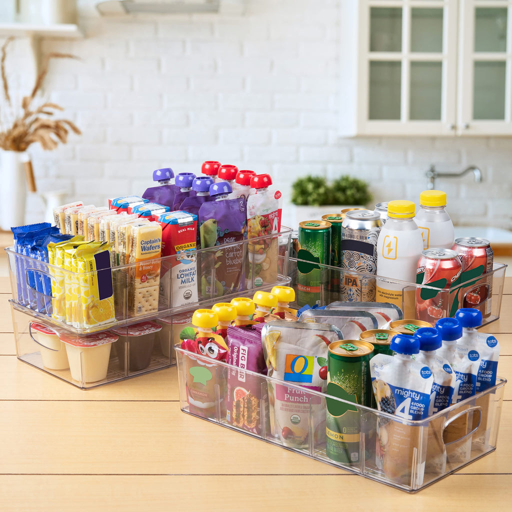 ClearSpace Plastic Pantry Organization and Storage Bins with Removable Dividers – XL Perfect Kitchen / Refrigerator/ Cabinet Organizers, 2 Pack