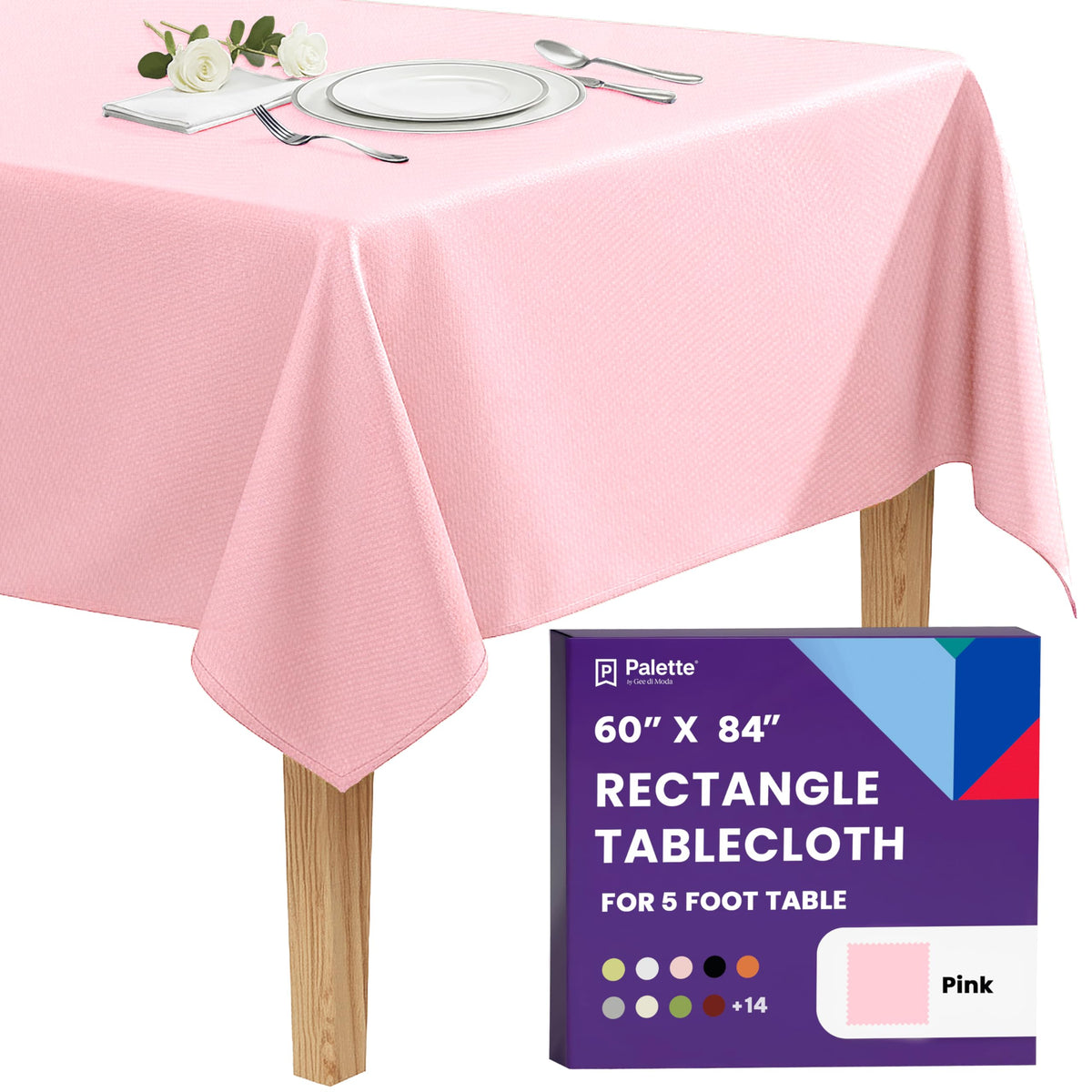 Gee Di Moda Rectangle Tablecloth - 60 x 84 Inch Lavender Table Cloth for 5 Foot Rectangle Tables - Heavy Duty Washable Fabric - for Holiday Party, Dinner, Weddings, Baby Shower & Events