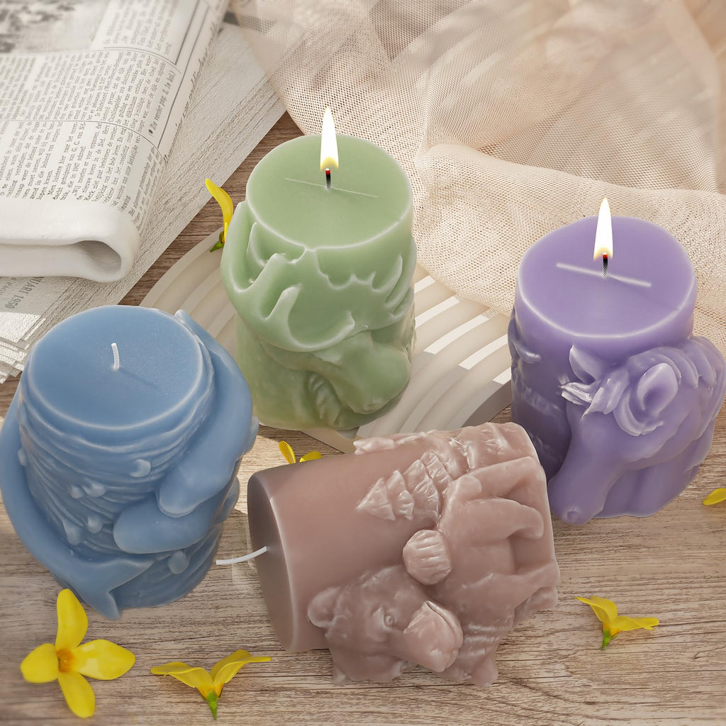 Resin Casting Mold Resin Making Molds Silicone Mold for Candle Home Decorate Mold 3D Animal Mold Candle Making Mold (Animal-Column-Bear)