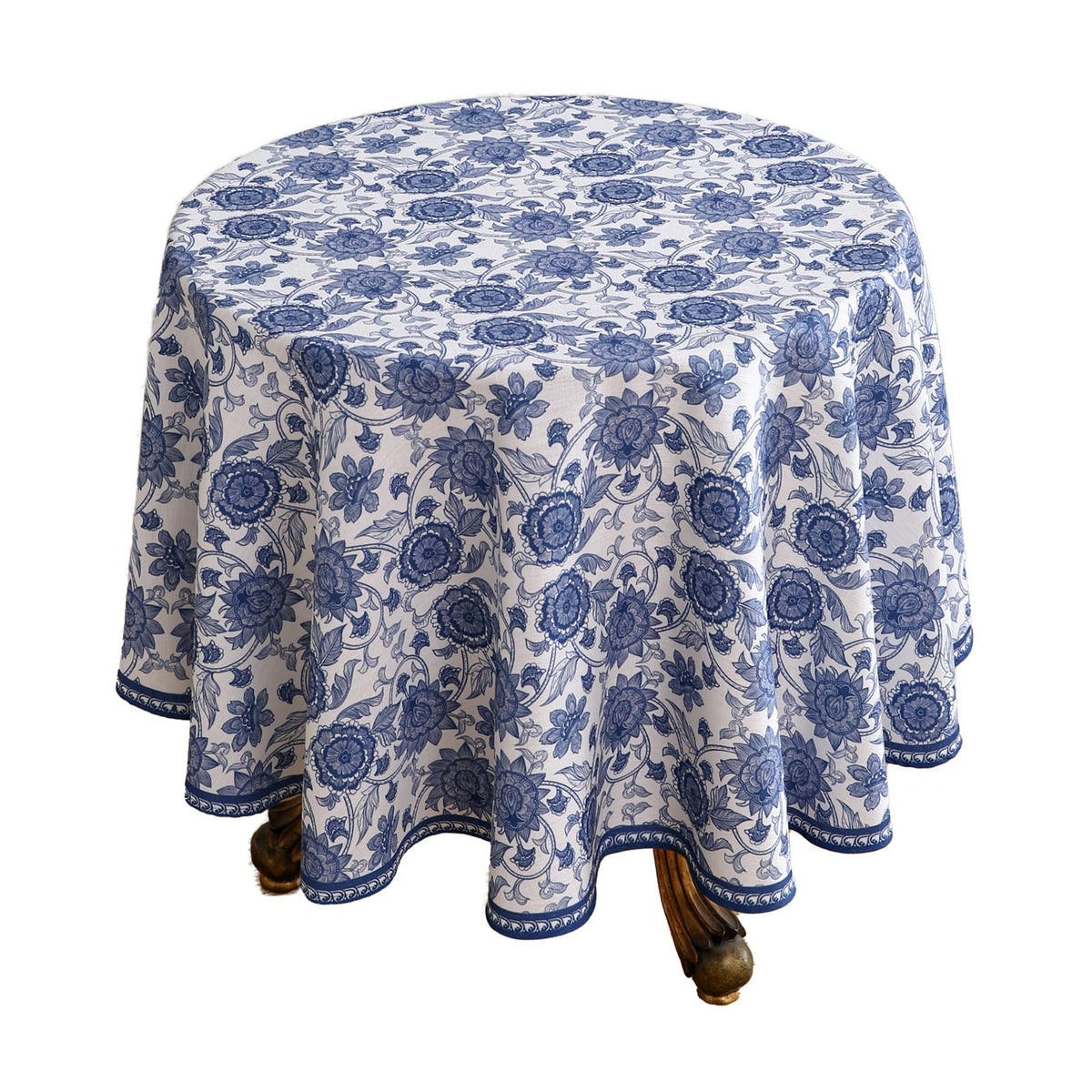 patdrea Vintage French Linen Tablecloth,Round,Diameter 55"-Wensel