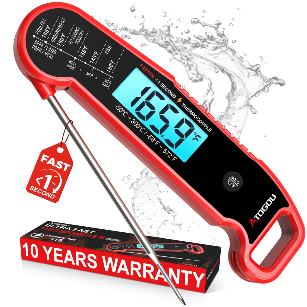 Atogou Professional Meat Thermometer Digital, <1 Sec Instant Read, Silver