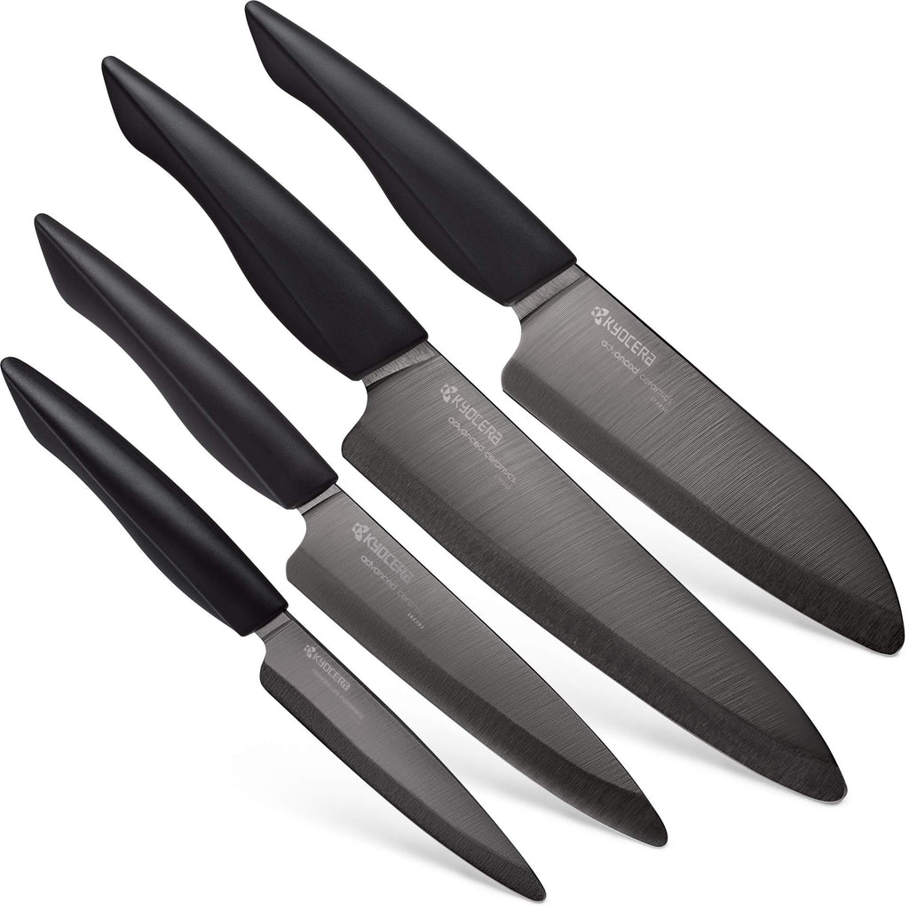 KYOCERA INNOVATIONblack 4-Piece Kitchen Knife Set: Essential Ceramic Blades