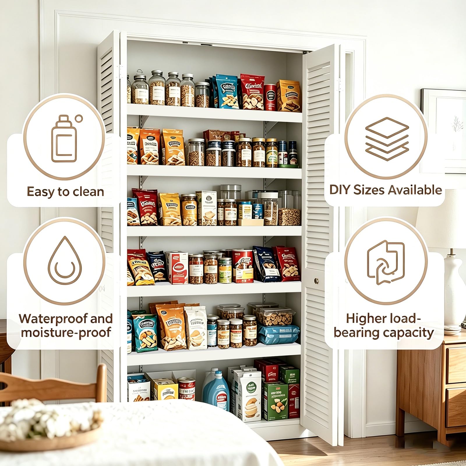 5 Pcs Wire Rack Covers 30x16x2.5 inch PVC Pantry Shelf Cover 0.31 inch Thick Removable Closet Wire Rack Shelf Covers,Decoration Kitchen Bathroom Office Shelving (Light Luxury White,30x16x2.5inch)