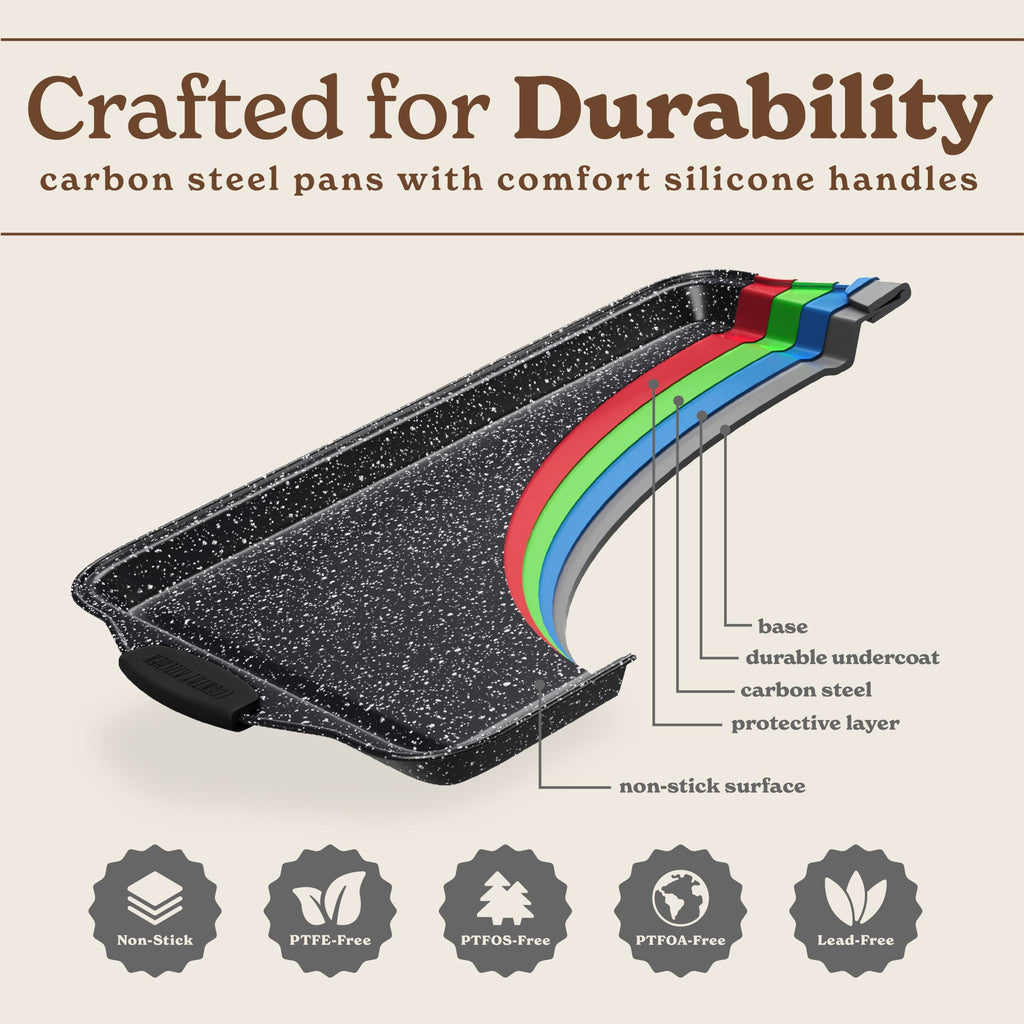 Country Kitchen Nonstick Stackable Bakeware Set - Durable, Easy Release Baking Set, Black, 10 Pcs