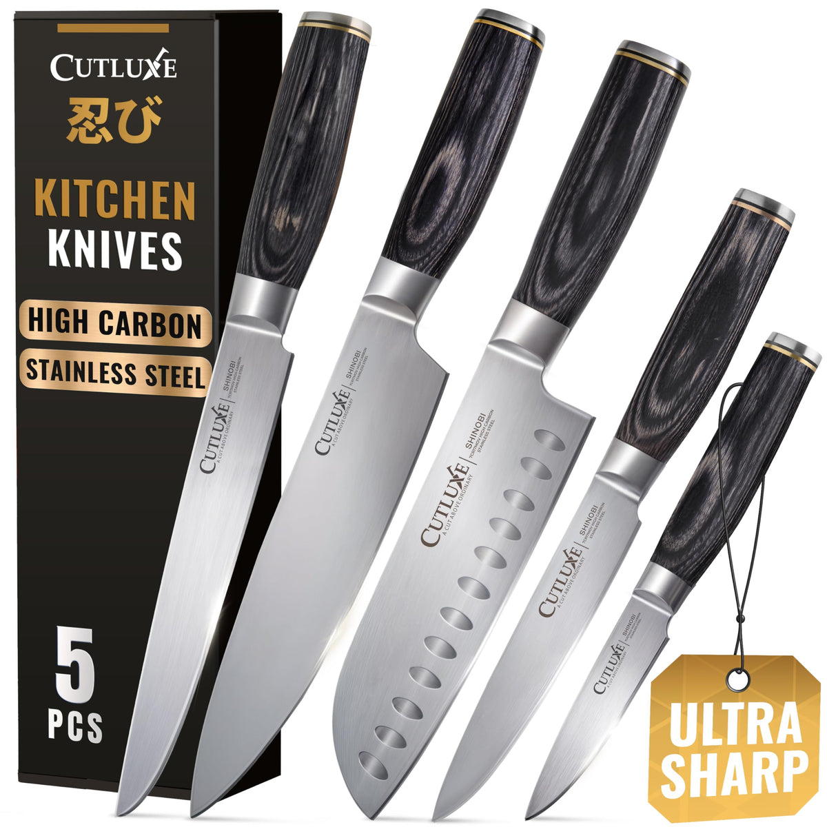 Cutluxe Santoku Knife, 5" Japanese Meat & Vegetable Knife for Chopping