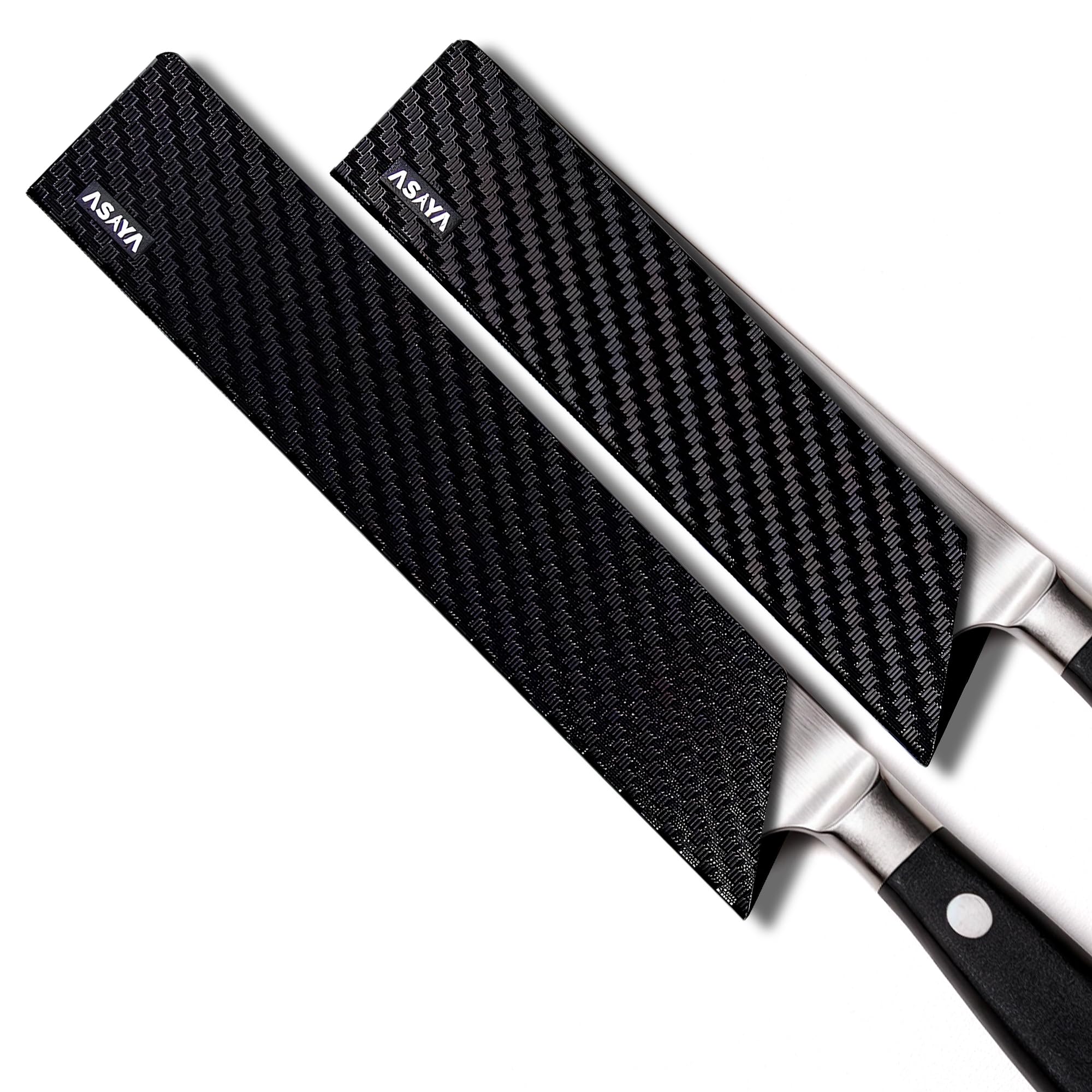 Asaya Professional Chef Knife Edge Guards – 2 Piece Knives Universal Covers, 8.5 x 2 and 10.5 x 2 - Extra Strength ABS Plastic and Food Safe Kitchen Knife Sheath Covers -Knife Not Included (2 Piece)