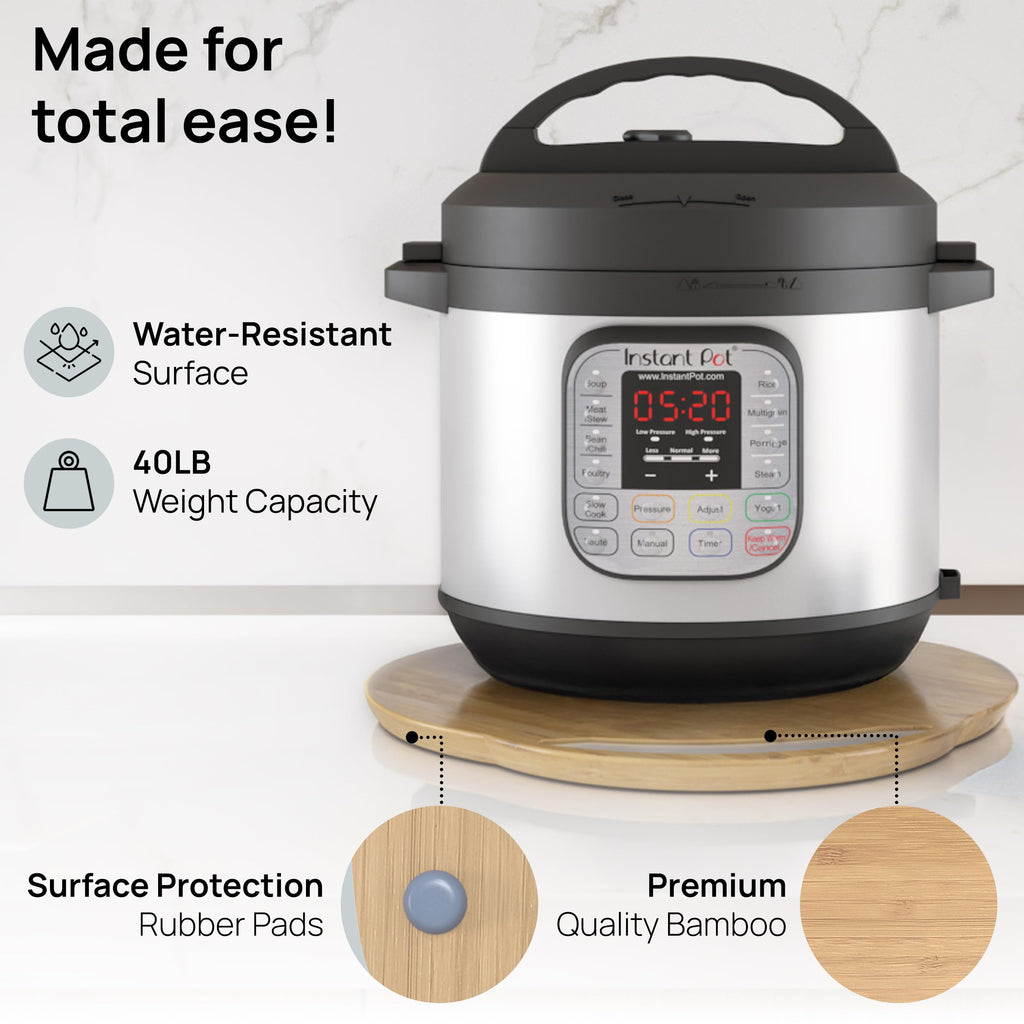Ibyx Elegant Round Sliding Tray Compatible with Ninja Crispi Air Fryer and Instant Pot - Sturdy, Slides Easily from Under The Cabinet (Black, 13”)