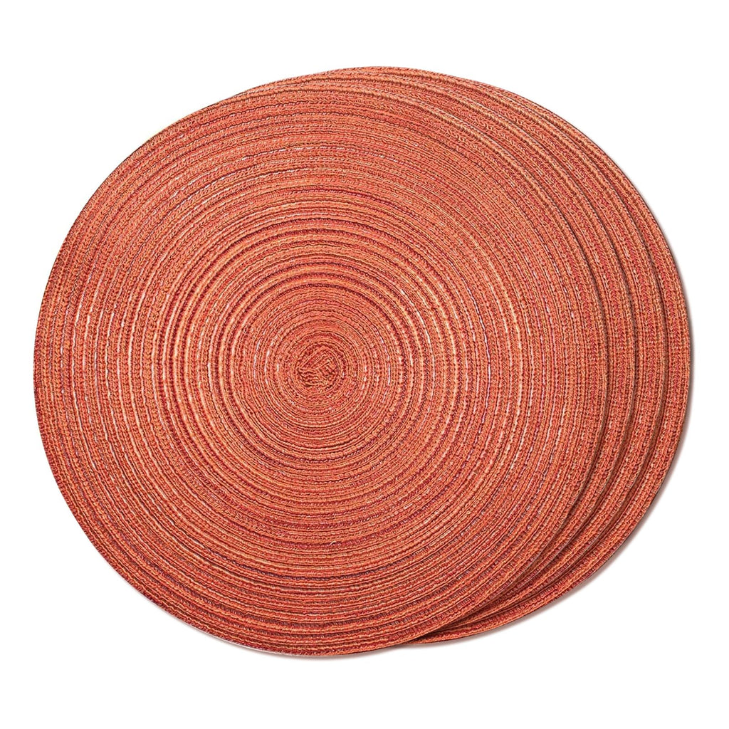 FunWheat Round Braided Placemats Set of 4 Place mats for Dining Tables Woven Heat Resistant Table Mats 15 inch (Wine,4pcs)