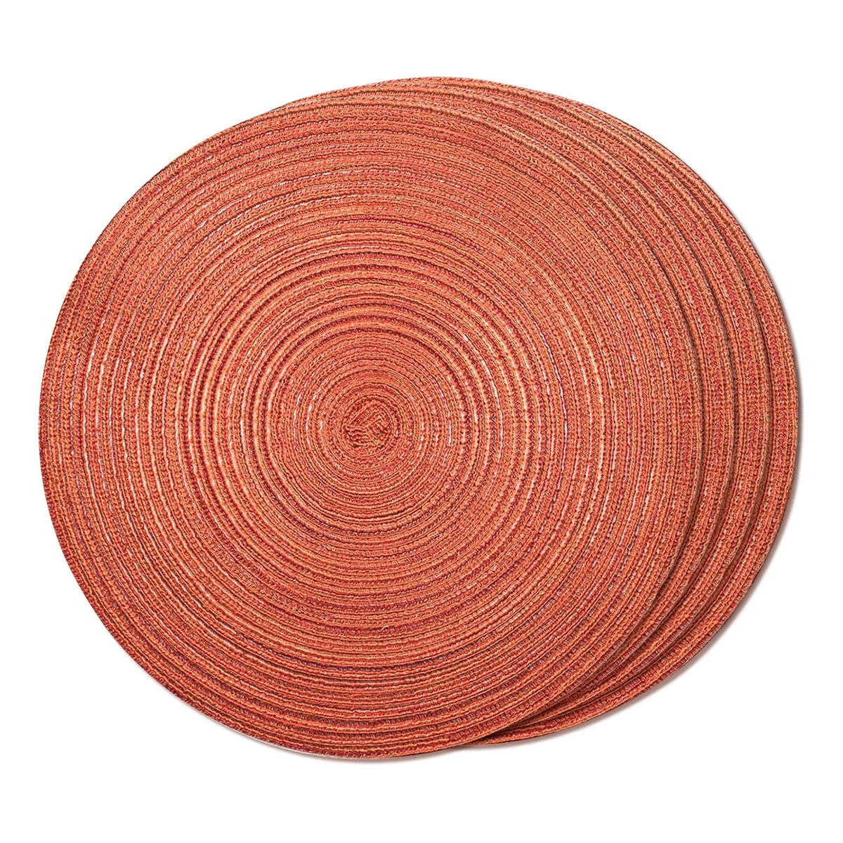 FunWheat Round Braided Placemats Set of 4 Place mats for Dining Tables Woven Heat Resistant Table Mats 15 inch (Wine,4pcs)