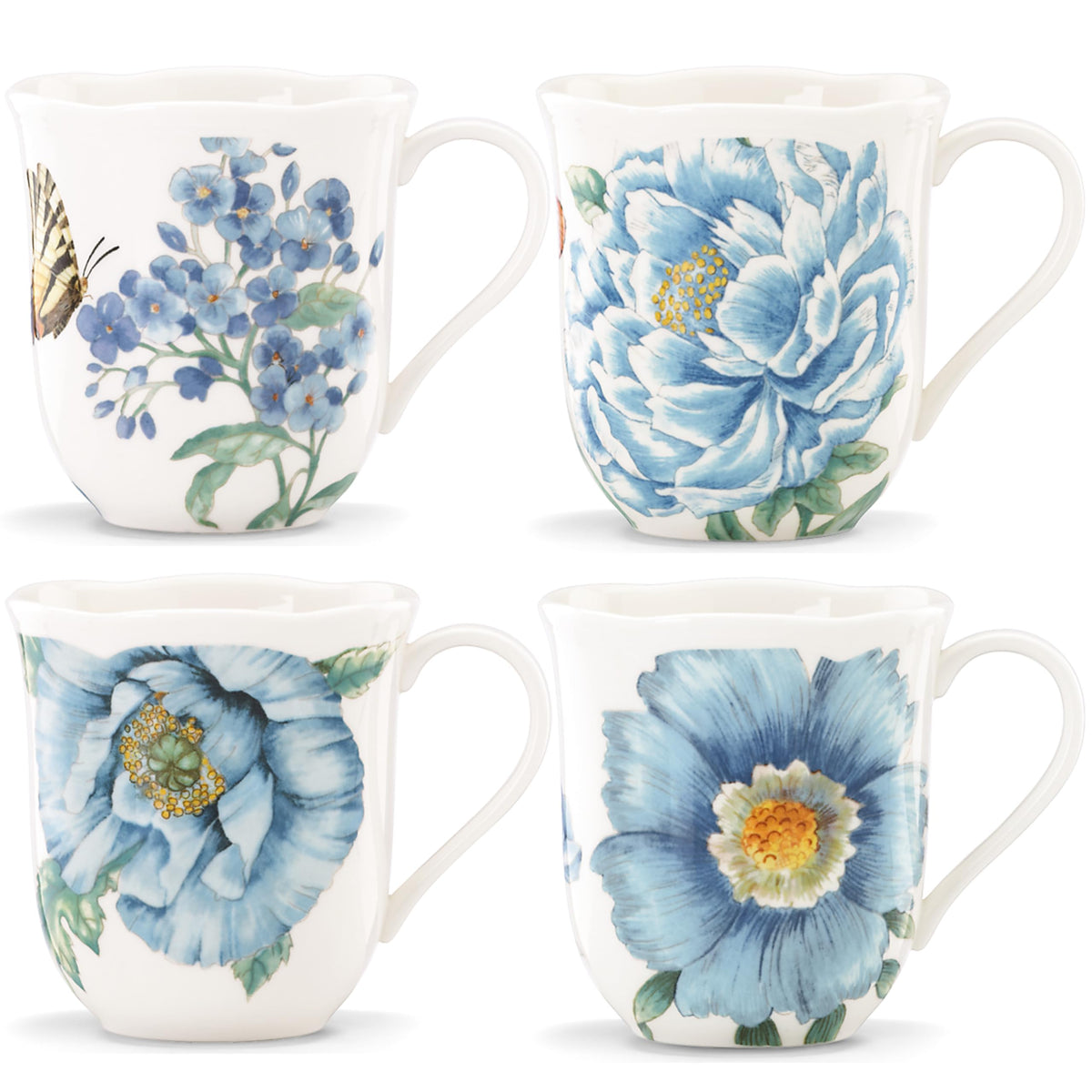 Lenox 833415 Butterfly Meadow Blue 4-Piece Dessert Bowl Set