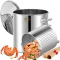 ARC 100QT Stainless Steel Seafood Boil Pot with Basket and Two Brown Paper