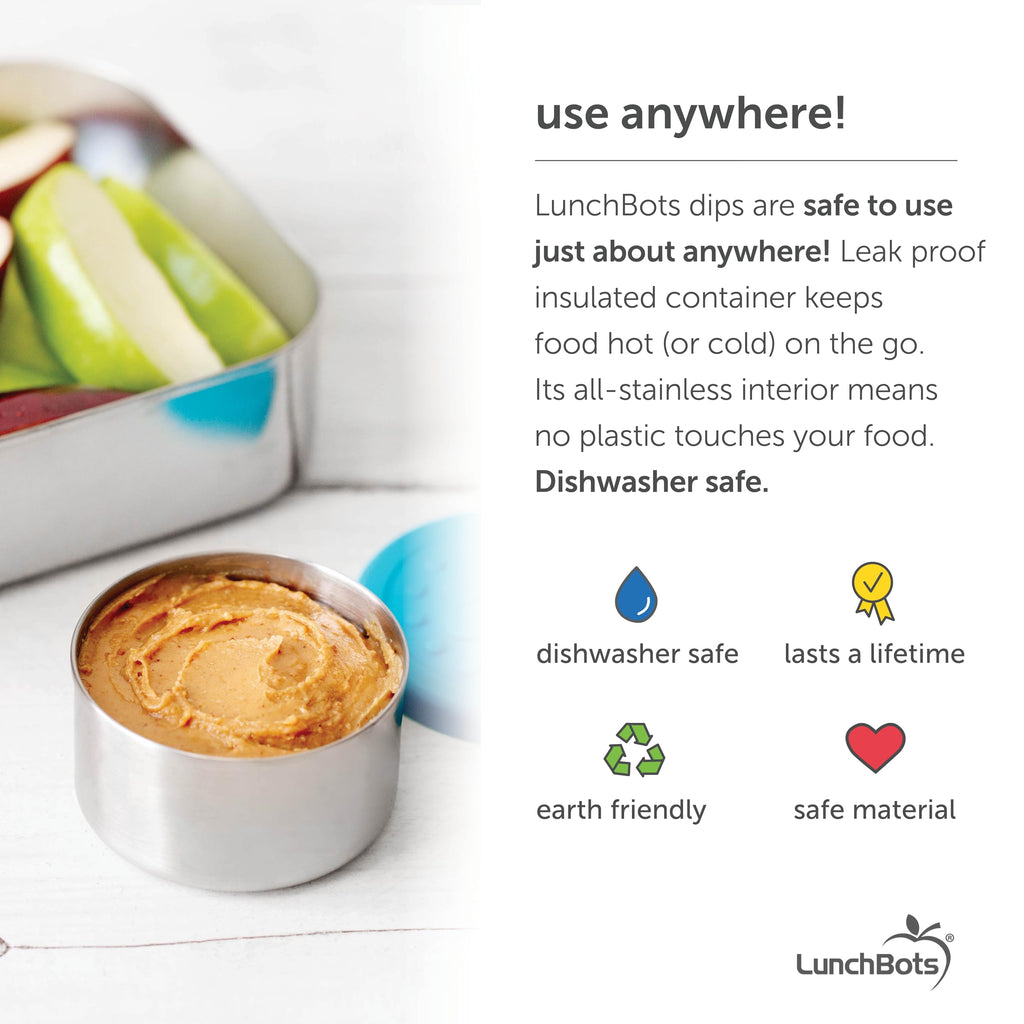 LunchBots 2.5 oz Stainless Steel Condiment Containers 2pk Aqua