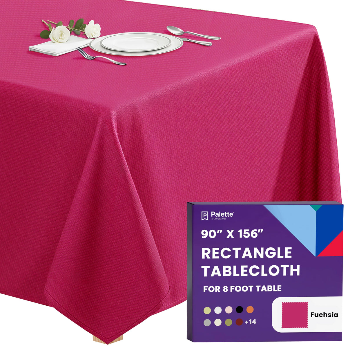 Gee Di Moda Rectangle Tablecloth - 90 x 156 Inch Chocolate Table Cloth for 8 Foot Tables with Floor-Length Drop - Heavy Duty Washable Fabric for Holiday Party, Dinner, Weddings & Baby Shower