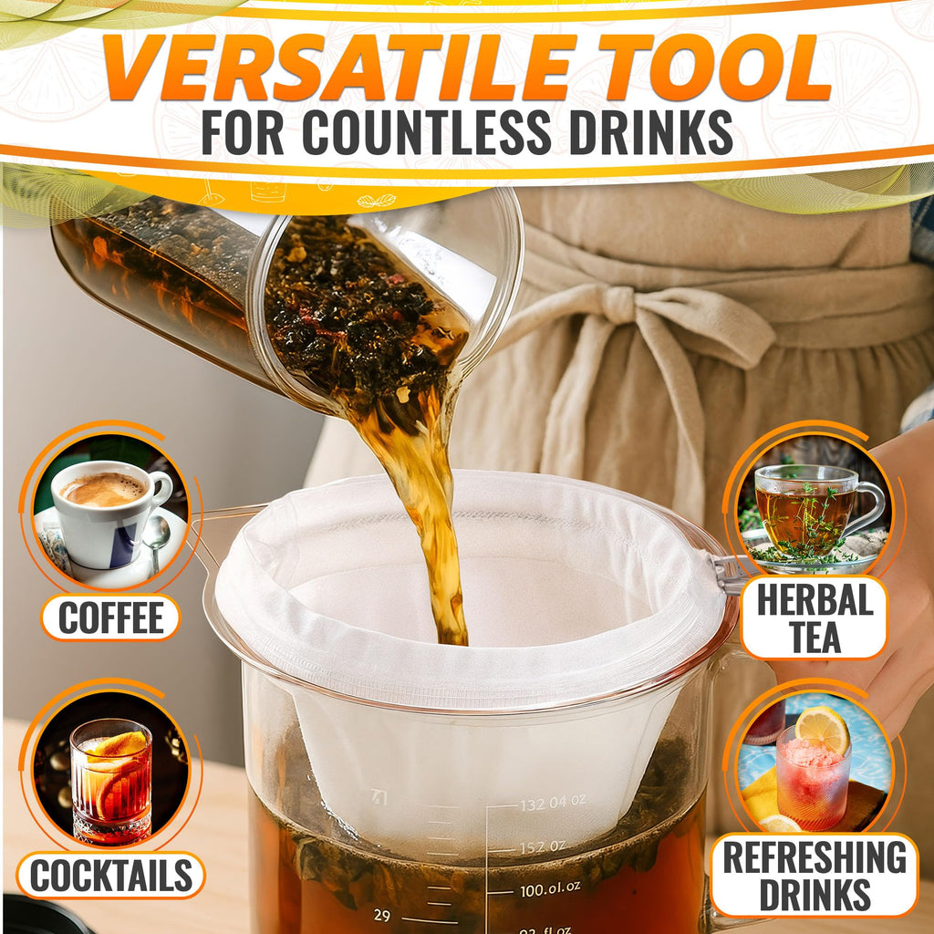 5.3 In Thai Tea Strainer, Fine Mesh Cloth, Stainless Steel Handle