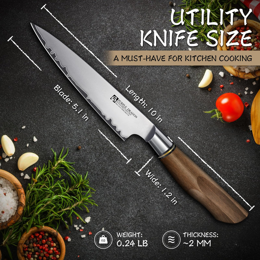 Purple Dragon Kitchen Utility Knife 5.1 Inch Kitchen Fruit Paring Knife
