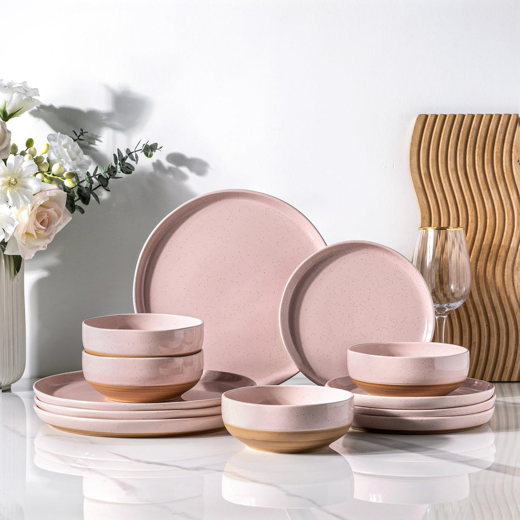 AmorArc Dinnerware Sets for 8, 24 Pieces Ceramic Plates and Bowls Set