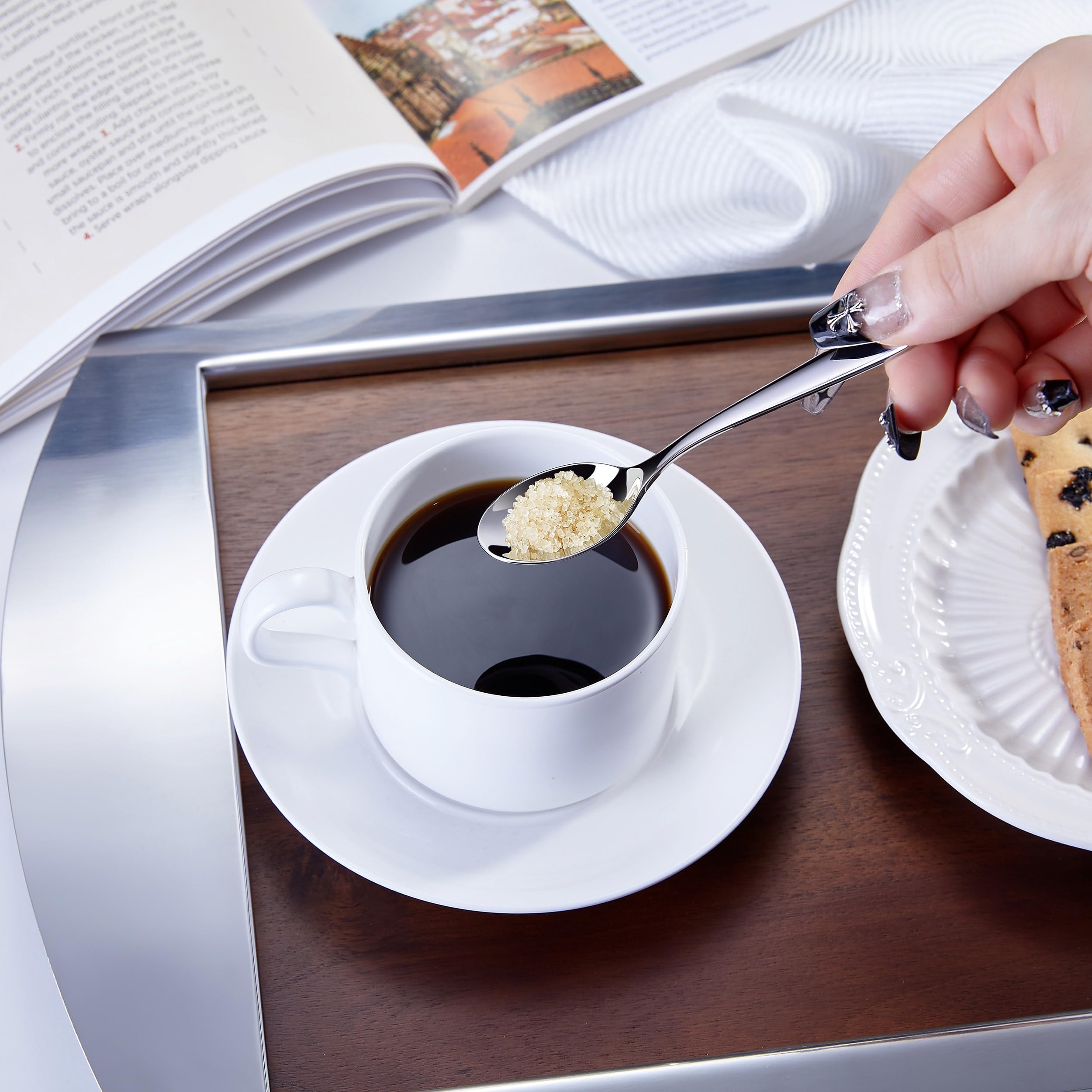 KEAWELL Premium Louise 6-Piece 4.4-Inch 18/10 Coffee Spoons (4.4 inches, 6)