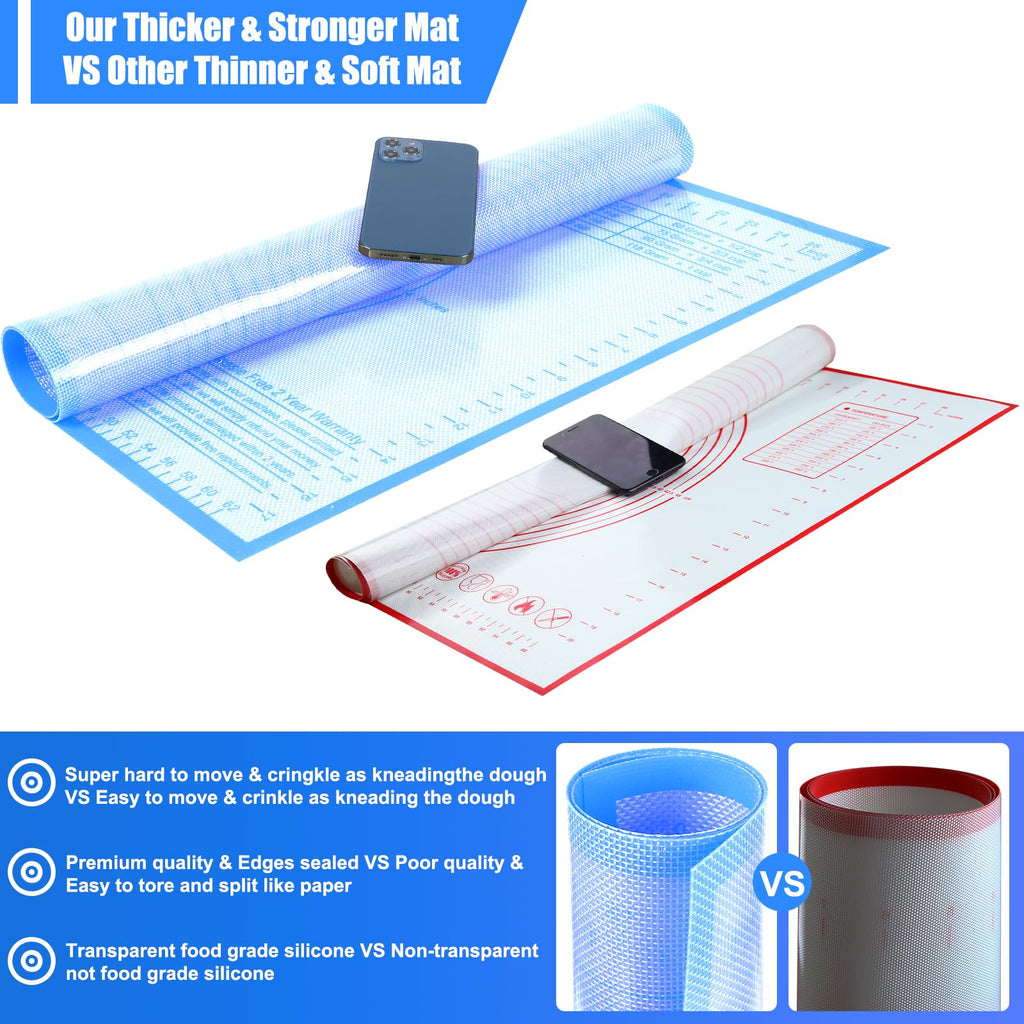 Silicone Pastry Mat 36x24 Inch Extra Large Baking Mat with Measurements, Nonstick Kitchen Counter Mats for Dough, Pastry, Dough Rolling, Kneading Board, Pie Crust, Fondant, Bread, Pasta, Pizza