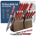 Dalstrong 18-Piece Gladiator Colossal Knife Block Set (Red Handles) — German High-Carbon Steel, Full-Tang, Hand-Sharpened — For Home Chefs, Wedding Registries & Serious Kitchens — Acacia Block, NSF