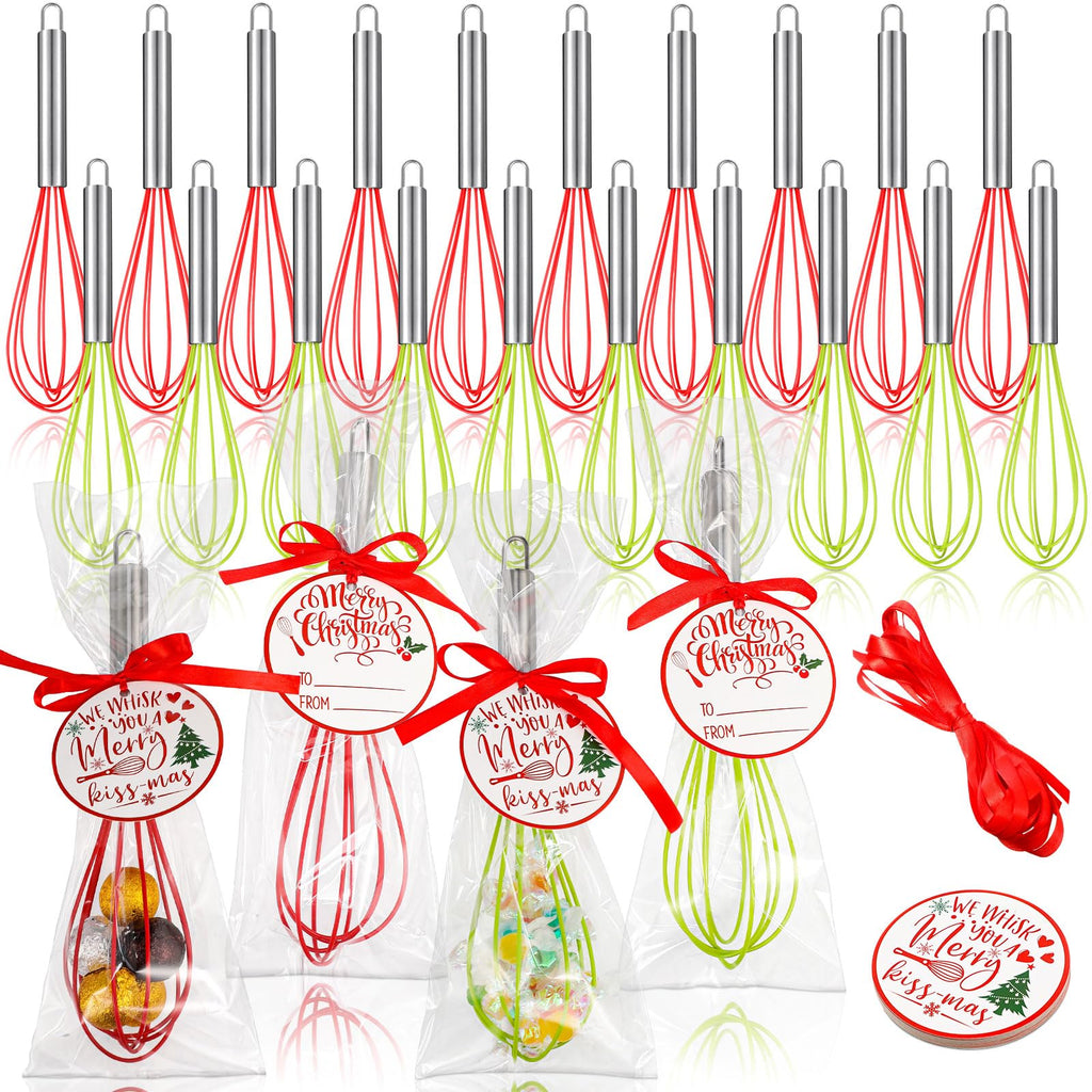 Foldtier 24 Sets 10 Inch Silicone Whisks Christmas Cooking Gifts Bulk