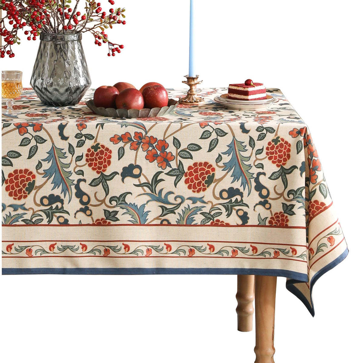 patdrea Vintage French Linen Tablecloth,Rectangular,87"x55"-Wensel